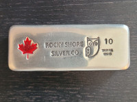 Bar en argent/silver 10 oz rocky shore hand poured