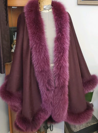 Fox fur cape/shawl purple aubergine