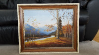 Framed Autumn hand painted picture