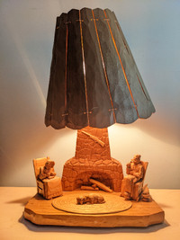 Saint-Jean-Port-Joli lamp wood sculpture de bois lampe Quebec