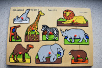 Toddler Puzzles Wooden Peg Puzzles Colorful Zoo Animals 9 pcs.