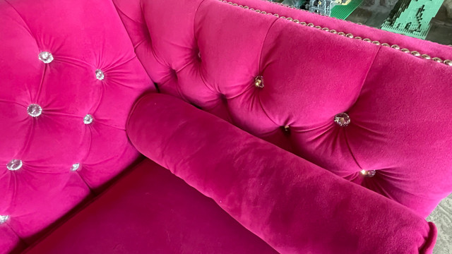Custom Made Bright Pink Sofa Couches Loveseat  in Couches & Futons in Kawartha Lakes - Image 3