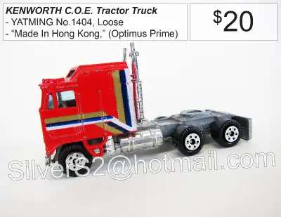 // YATMING NO. 1032 KENWORTH COE Tractor Truck LOOSE Optimus Prime Red+Stripes \\ ------------------...