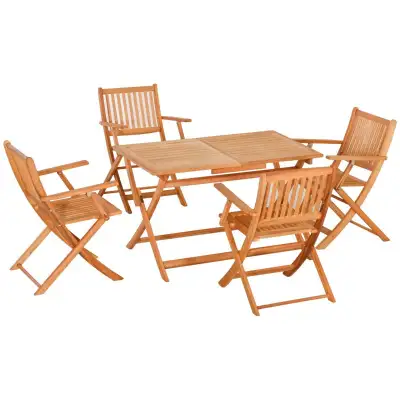  5 Piece Wood Patio Dining Set for 4, Dining Table and Chairs Se, View more