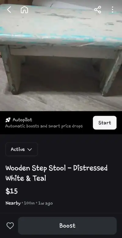 wooden shabby chic step stool , View more