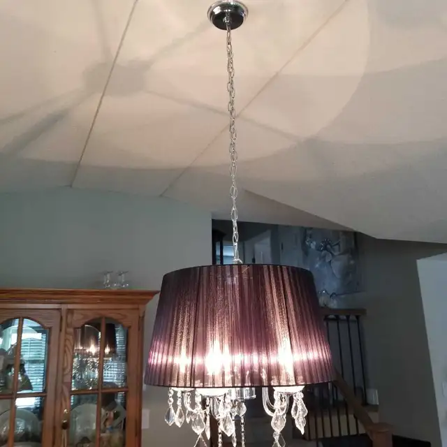 Black Drum Shade and Silver Chandelier in Indoor Lighting & Fans in Hamilton - Image 4