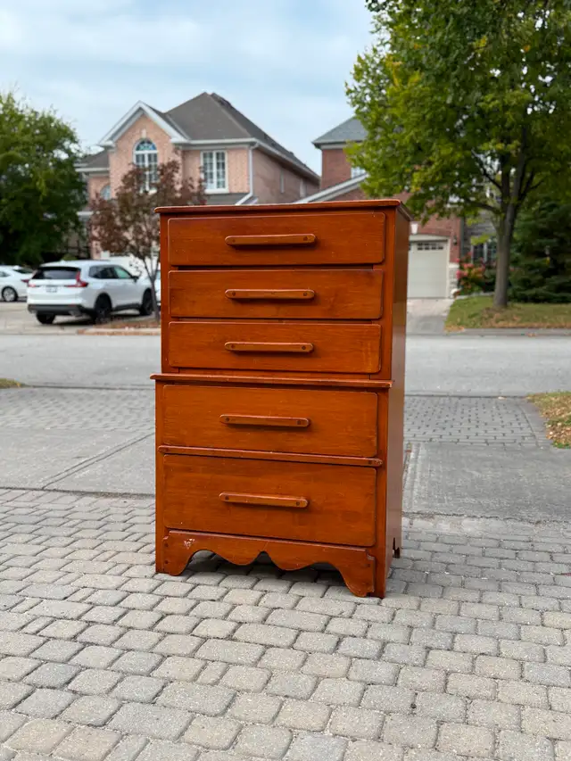 Vintage 5-Drawer Chest - Solid Wood, Bar Pulls, 49 in. Tall