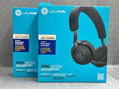 JLab Epic Work ANC Wireless Headset with Mic – Black – Brand New, View more