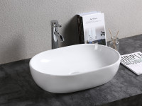Glam 24 Oval White   Ceramic    Vessel/Countertop Sink