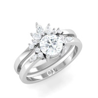 1.40 Carats Round Cut Lab Diamond Bridal Engagement Ring Set