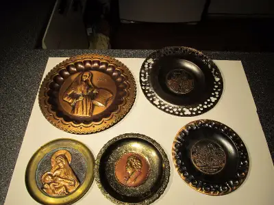 Assorted vintage copper wall plates., View more