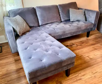 Selling fabric L-shaped sectional (chaise longue) *Greyish blue, View more