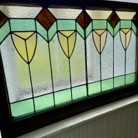 Antique Stained Glass Window With Tulip Design