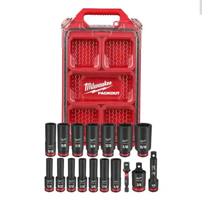 Milwaukee Packout Impact-Duty 3/8 SAE Deep Well Sockets, View more