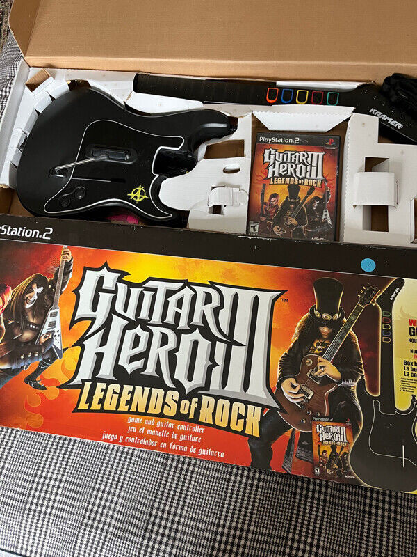 PS2 Guitar Hero Guitar & game- original box - no receiver/dong for sale  