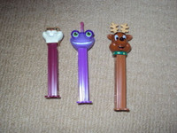 3 CARTOON PEZ, SANTA'S REINDEER, MONSTER'S UNIV. RANDALL, HAMMY