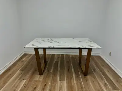 White Marble Dining Table with Gold Legs, View more