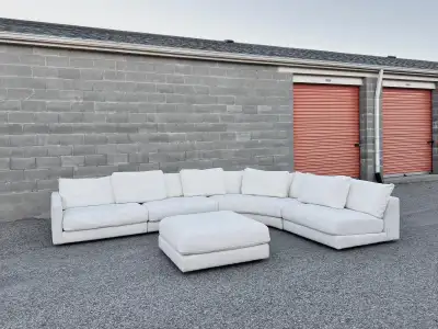 White Boucle Mobilia Sectional , View more
