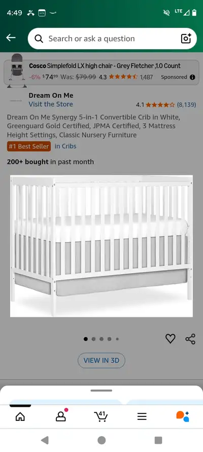 Wooden Baby Crib! Used once...No Mattress!, View more