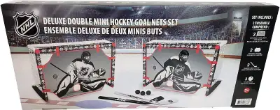 BRAND NEW Hockey deluxe double mini hockey goals nets set . Unleash the excitement of competitive ho...