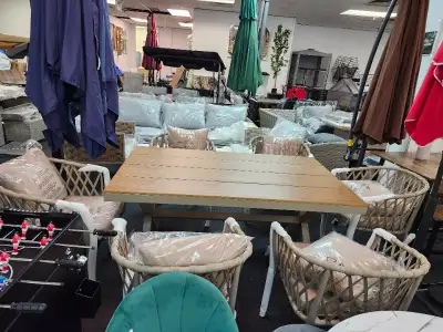 Luxury 7pc dining patio set Aluminium frame thick cushions, View more