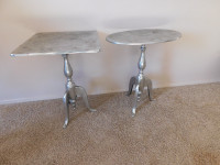 Silver Metal end tables "square or oval" Rare find