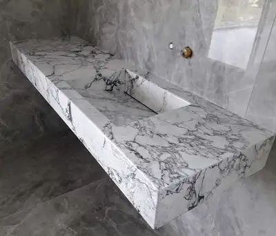 Luxury Floating Marble Sink – Solid Stone,  Modren look, View more