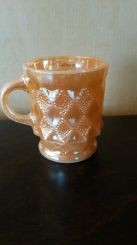 Fire King Peach Luster Beaded Diamond Coffee Mug