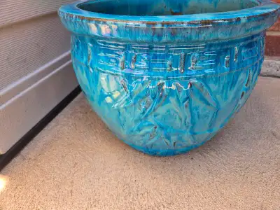 Turquoise blue garden pot, View more