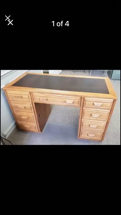 Bankers Desk with Leather Top, View more