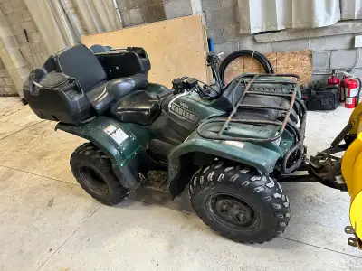 2004 yamaha kodiak 400 odometre and kilometres unknown. Front dips a bit, comes with winch, plow and...