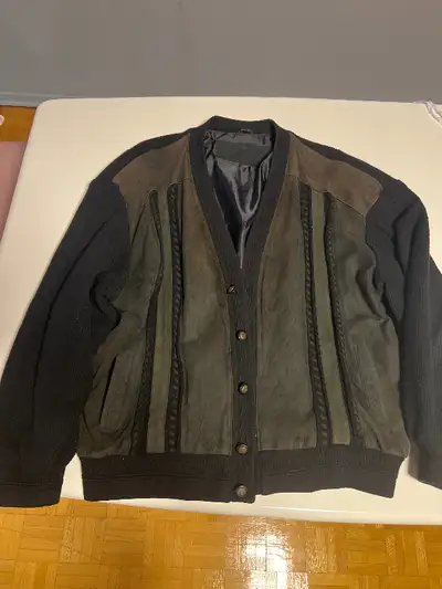Men’s suede front sweater cardigan jacket, View more