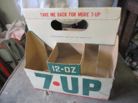 1960s CARDBOARD 7UP 6 PACK BOTTLE CARTON $10. SODA POP BOTTLE