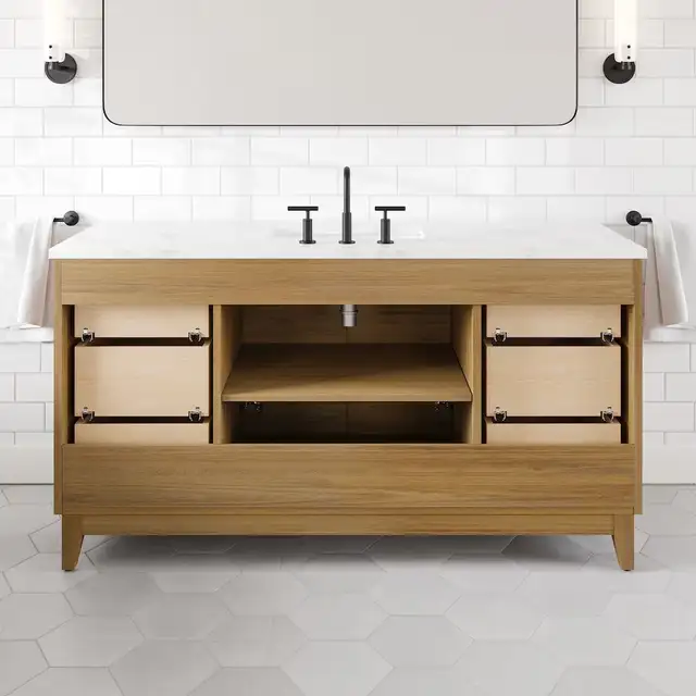 BRAND NEW 60”W Bath Vanity with Arabescato Engineered Stone Top in Cabinets & Countertops in Oakville / Halton Region - Image 9