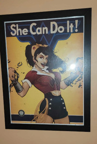For Sale Bombshell WonderWoman framed poster & flag