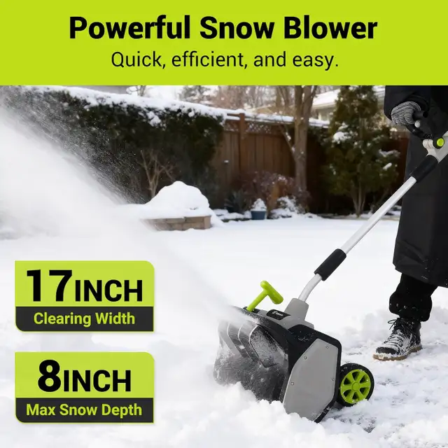 Electric Snow Shovel with LED Light, 40V Cordless Blower, 17-Inc in Snowblowers in Mississauga / Peel Region - Image 4