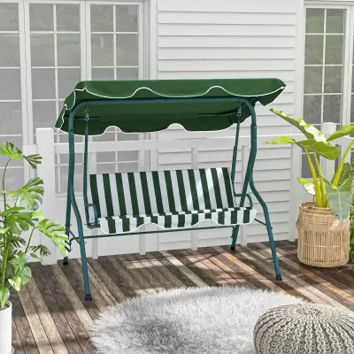 Outdoor Porch Swing with Adjustable Canop, 3-Seater Patio Swing , View more