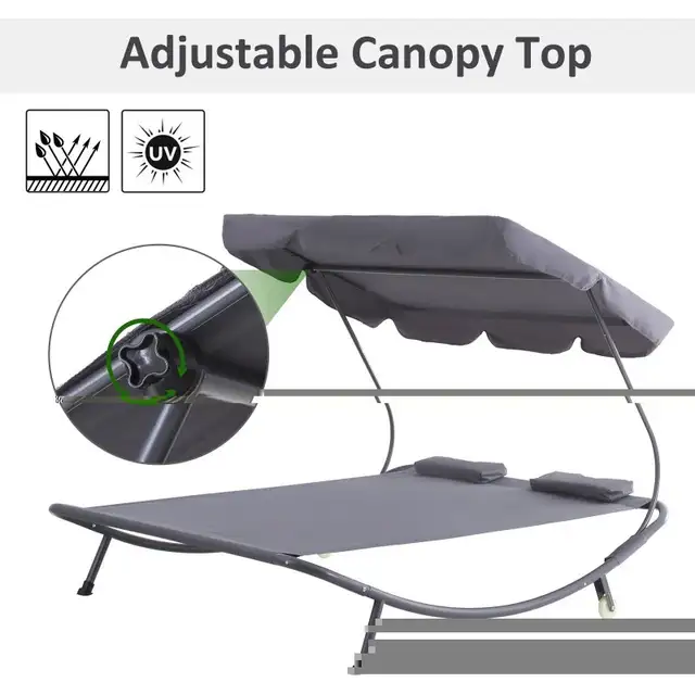 Double Patio Lounger with Adjustable Canopy, Outdoor Daybed Hamm in Patio & Garden Furniture in Markham / York Region - Image 5