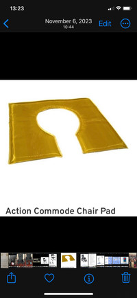 Used commode chair and action commode chair pad