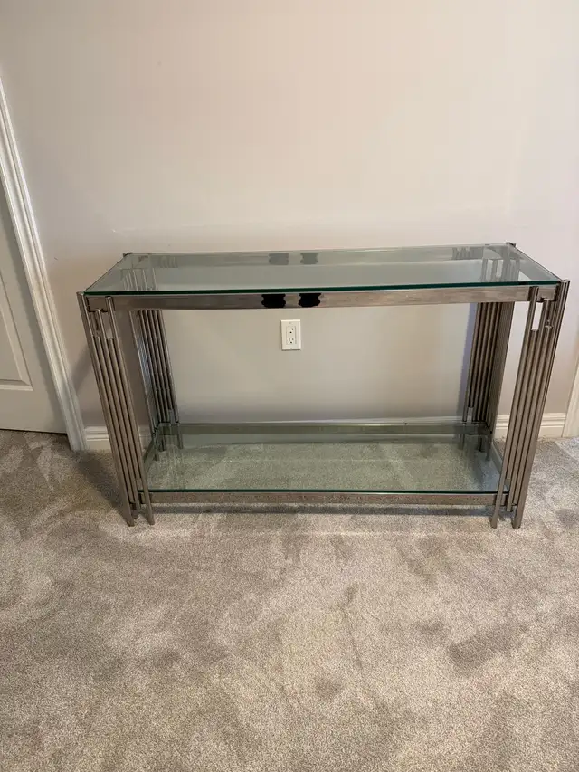 glass and metal console table