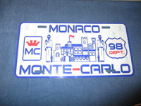 MONTE CARLO-MONACO-FRONT LICENSE PLATE-UNIQUE & COLLECTIBLE!