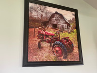 Large 41” x 41” tractor and barn art