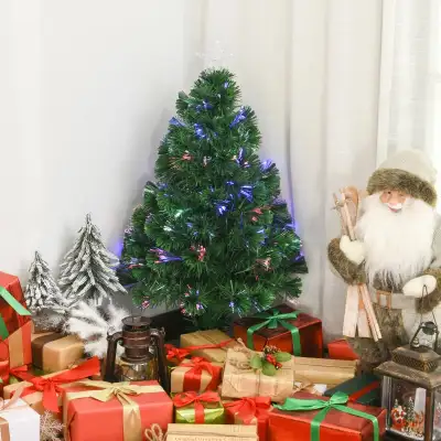 2.5FT Lighted Christmas Tree: Standing 2.5ft tall, this pre-lit Christmas tree is the focal point of...