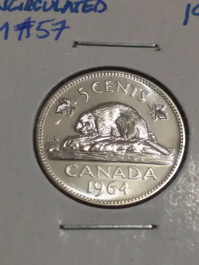 1964 Canada uncirculated nickel KM #57, View more