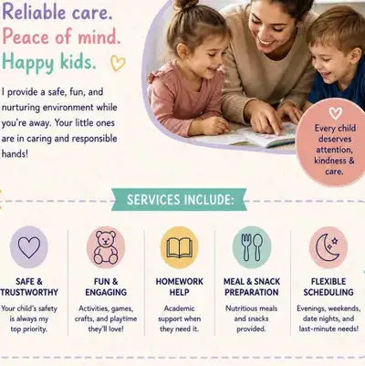  Babysitting Available , View more