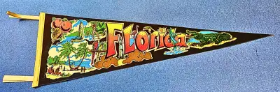 Vintage 1970s State of Florida Pennant Black Felt Tourism, View more