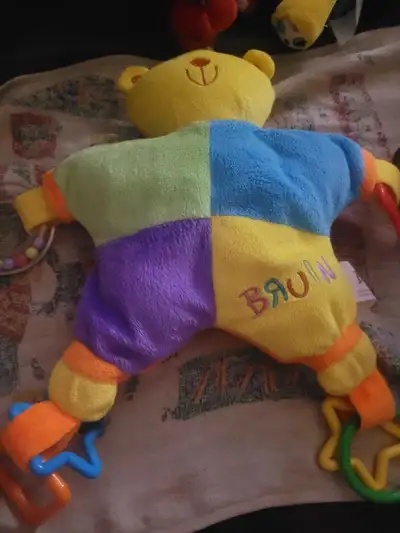 Bruin brand yellow and blue star-shaped plush toy comforter., View more