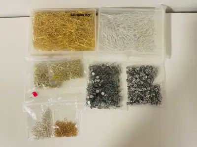 The Jewelry supplies come with; -300 pc 2” (18k and silver plated) iron eye-pins gold and silver. -1...