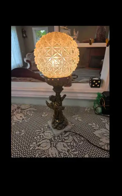 VINTAGE BRASS CHERUB LAMP, View more
