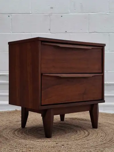 Refinished mid-century modern walnut bedside table , View more
